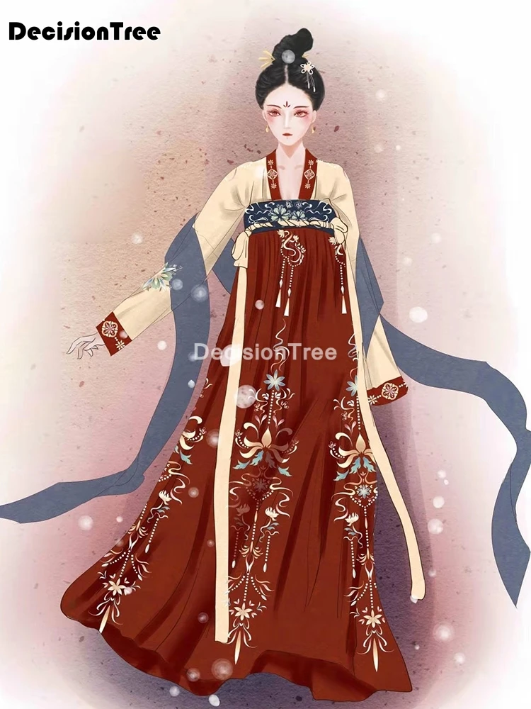 

2021 chinese traditioanl hanfu for woman elegant fairy folk dance costume oriental embroidery stage performance retro dresses