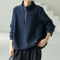 sweater 2021 new stand collar half zipper pullover sweater women 2021 spring and autumn loose casual crewneck sweatshirt