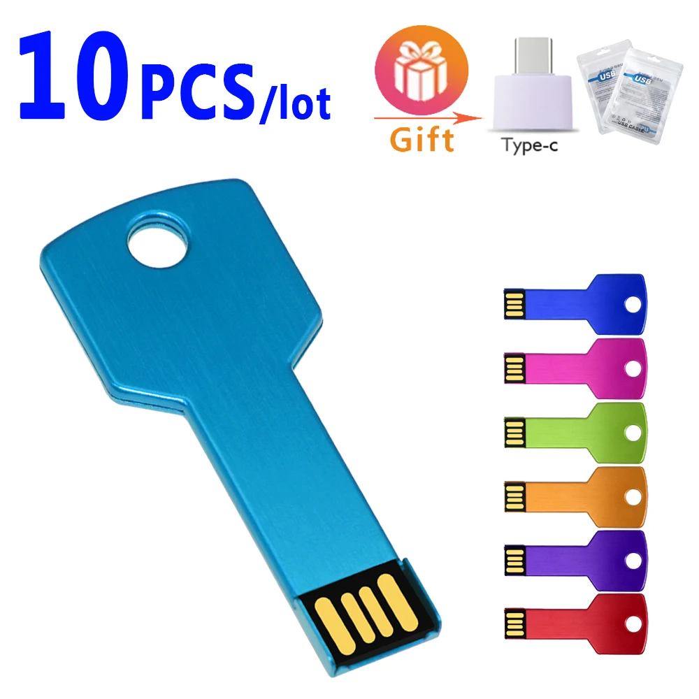 10pcs/lot Metal Mini USB Flash Drive 128GB 64GB 32GB pendrive Cle USB Flash Stick Pen Drive 32 64 128 GB USB Stick