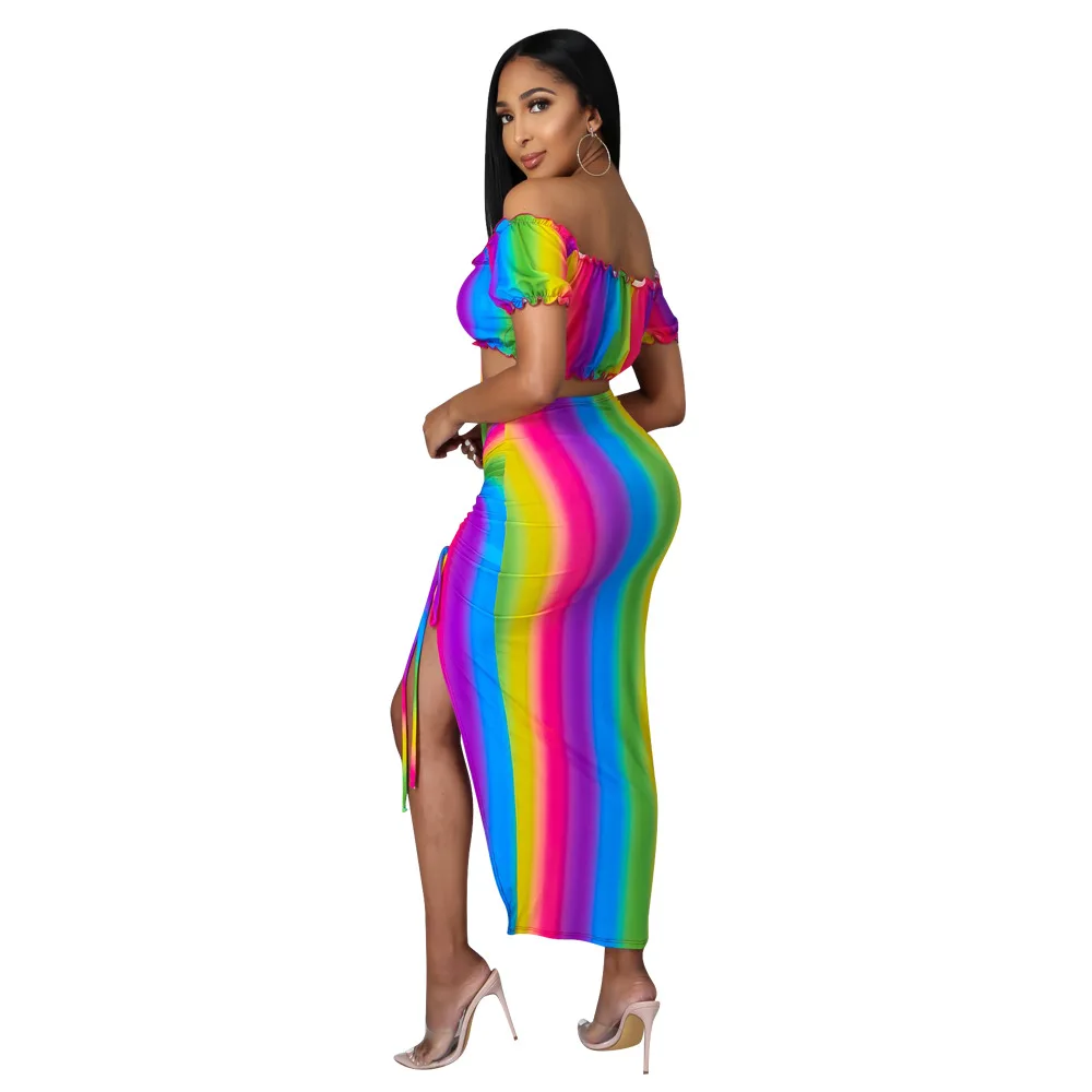 

Women's Printed Sexy Irregular Skirt Two-Piece Suit
