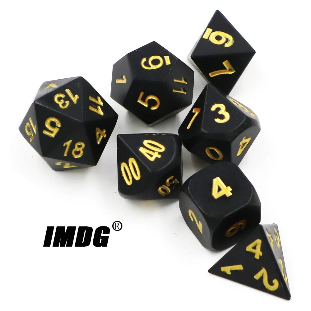 IMDG 7 шт./компл. креативные игровые кубики RPG многогранные металлические DND черного