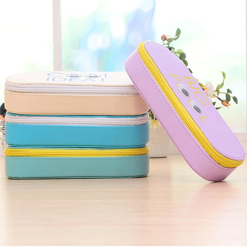 1 шт. цветной кожаный пенал для карандашей с рисунком кошачий глаз сумка хранения