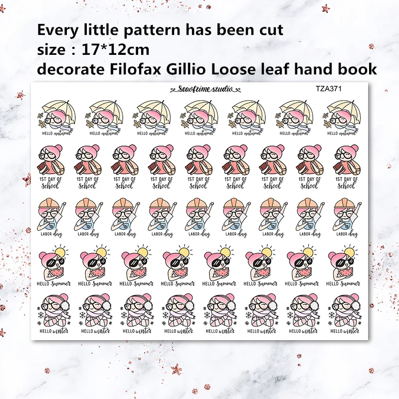 

Kawaii стикер для канцелярских товаров летняя девушка декоративный стикер для канцелярских товаров s DIY толстой тетради, Gillio наклейки школьные...