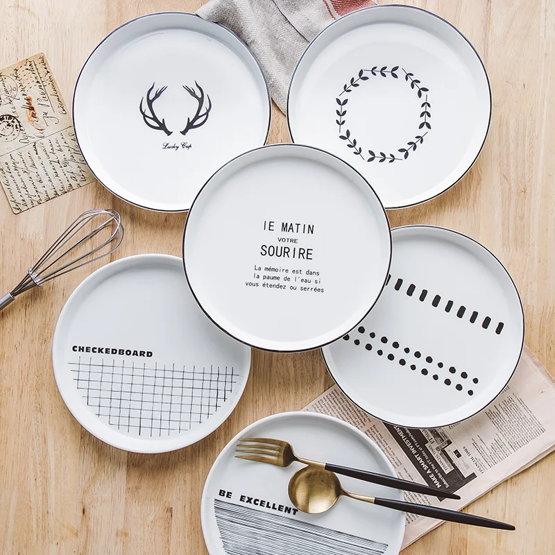 Нордическая стильная тарелка Западная блюдо для пиццы выпечки Ins Line рога