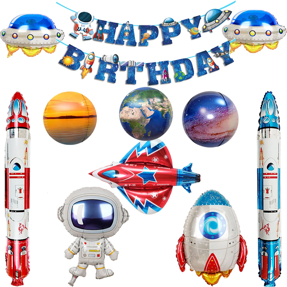Большой самолет-астронавт воздушный шар в космическом стиле фольгированные