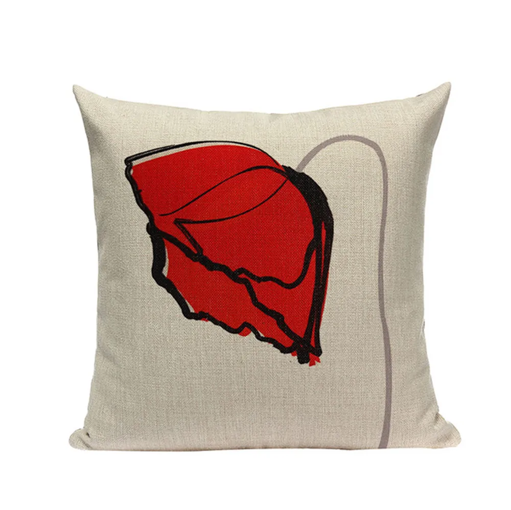 Декоративный креативный чехол для подушки с красными и черными цветами Чехол