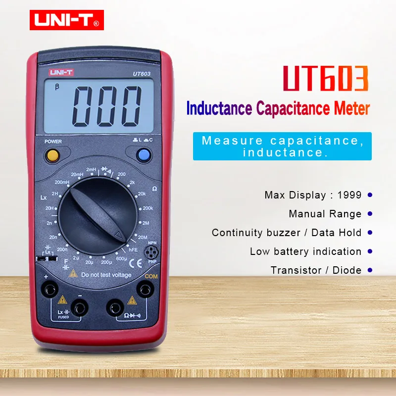 

UNI-T UT603 Resistance Inductance Capacitance Tester 2000 count LCR Meter Ohmmeter Diode test/Transistor test Continuity buzzer