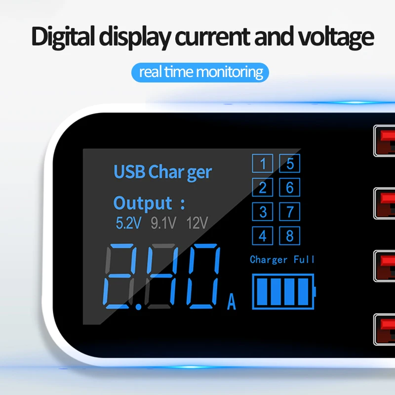 8 портов USB Автомобильное зарядное устройство Портативный Quick Charge QC3.0 мобильный