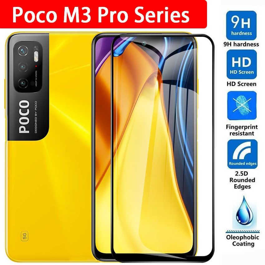 

Full Cover Tempered Glass For Xiaomi Poco M3 Pro 5G Screen Protector On The Xiomi Mi Poco M3pro Poko M 3 Pocom3 Protective Film