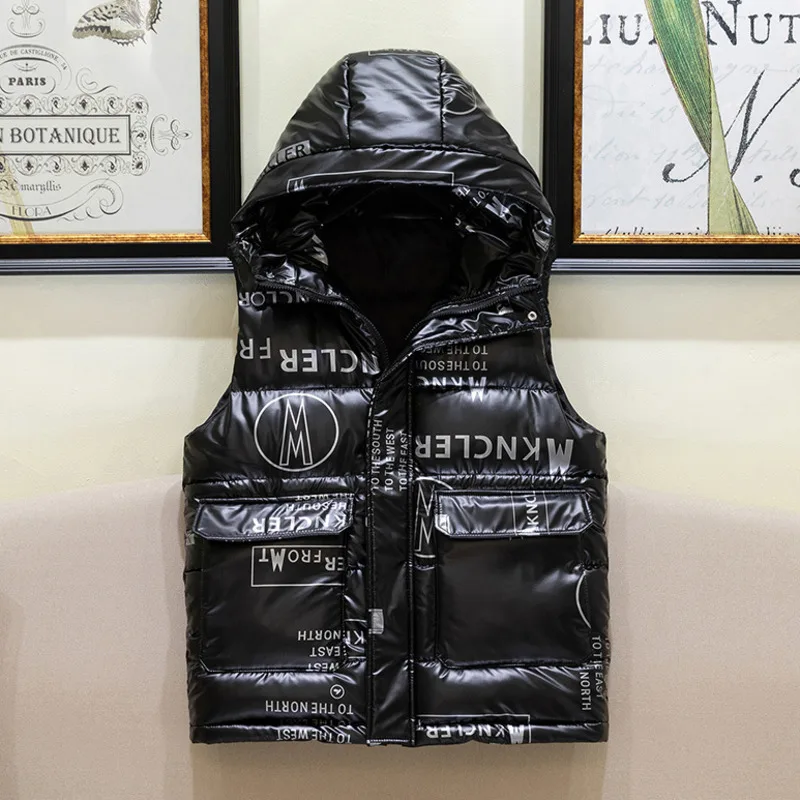 #3632 черная белая серая блестящая поверхность мужская куртка без рукавов с