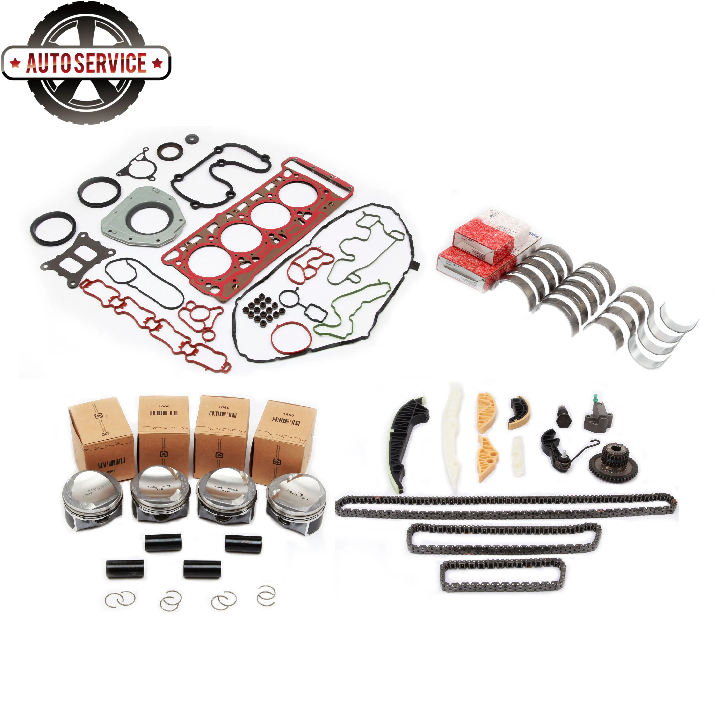 

New 06H107065CP EA888 Engine Cylinder Head Gasket Piston Bearing Shell Timing Chain Set For Audi A4 A5 VW Golf 06L 103 383 B
