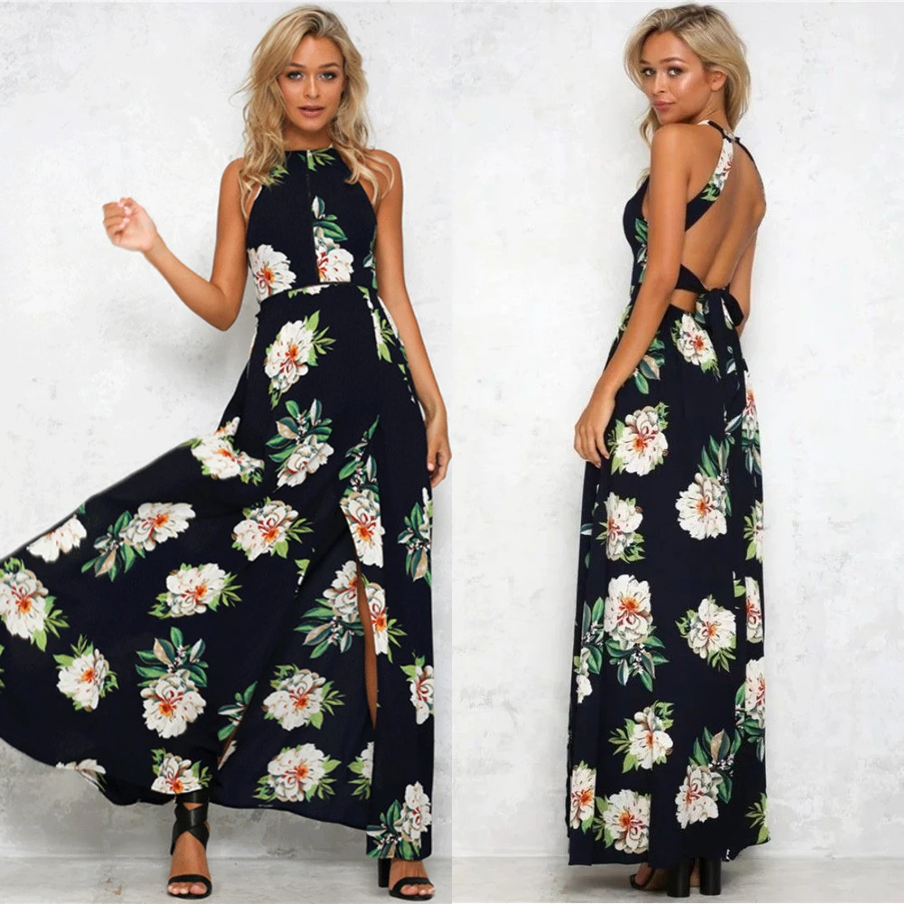 Женское богемное Повседневное платье с цветочным принтом летнее без рукавов