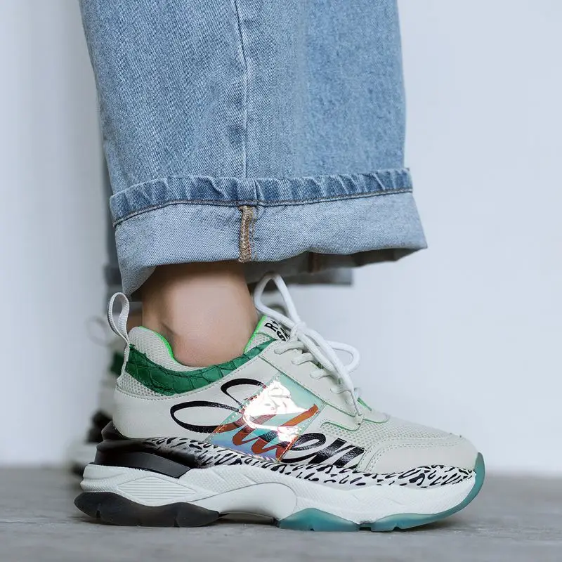 RIZABINA/Новинка 2020 года модные популярные женские кроссовки из натуральной кожи