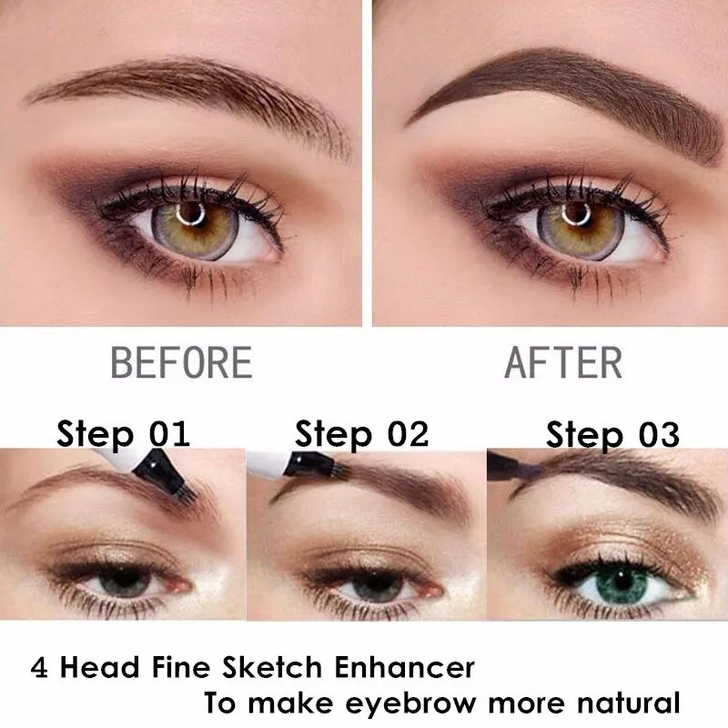 HOT Micro Eyebrow Pen Waterproof 4 Fork Head Tattoo Pencil Lasting Professional Fine Sketch Liquid Eye Brow TSLM1 | Красота и