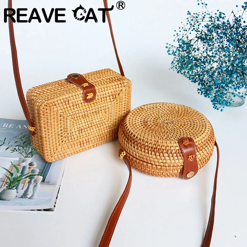 Женские сумки из ротанга REAVE CAT ажурная сумка через плечо деревянные пляжные