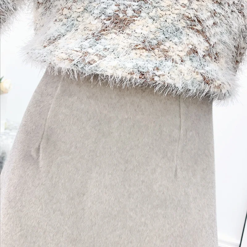 

Winter Women Pullover Round Neck Sweaters Bust A Line Skirt Of Tall Waist Warm Outfit Top Sweet Leisure Knitwear