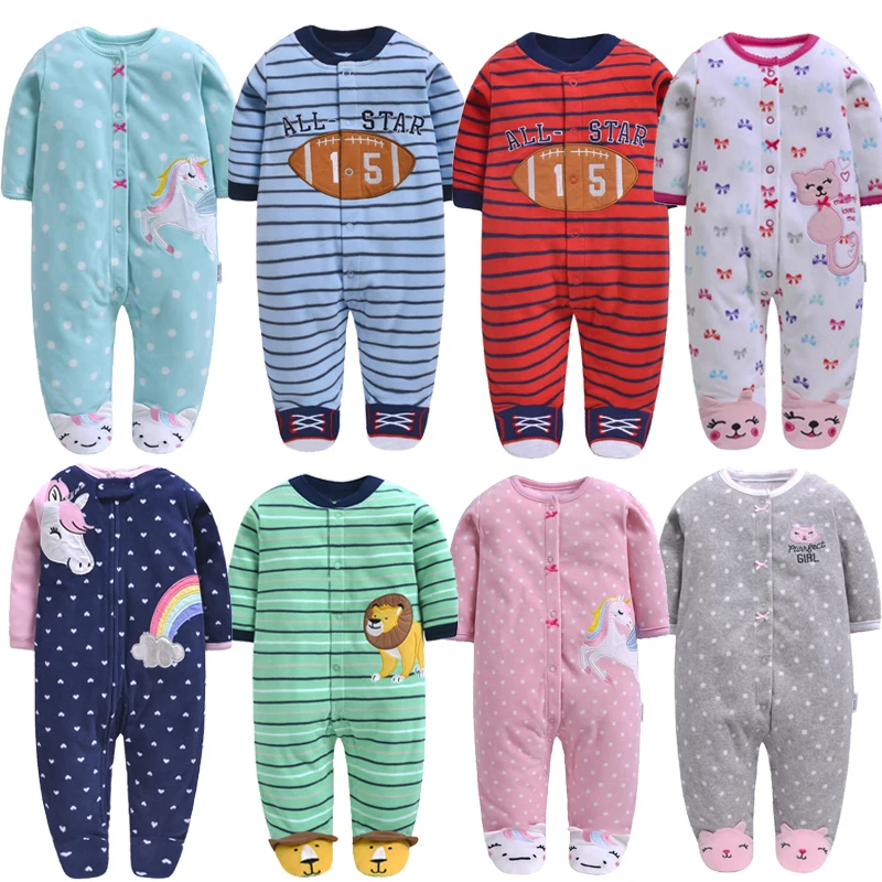 Newborn baby clothing winter boys jumpsuit fleece overalls infants clothes pajamas toddler costume |