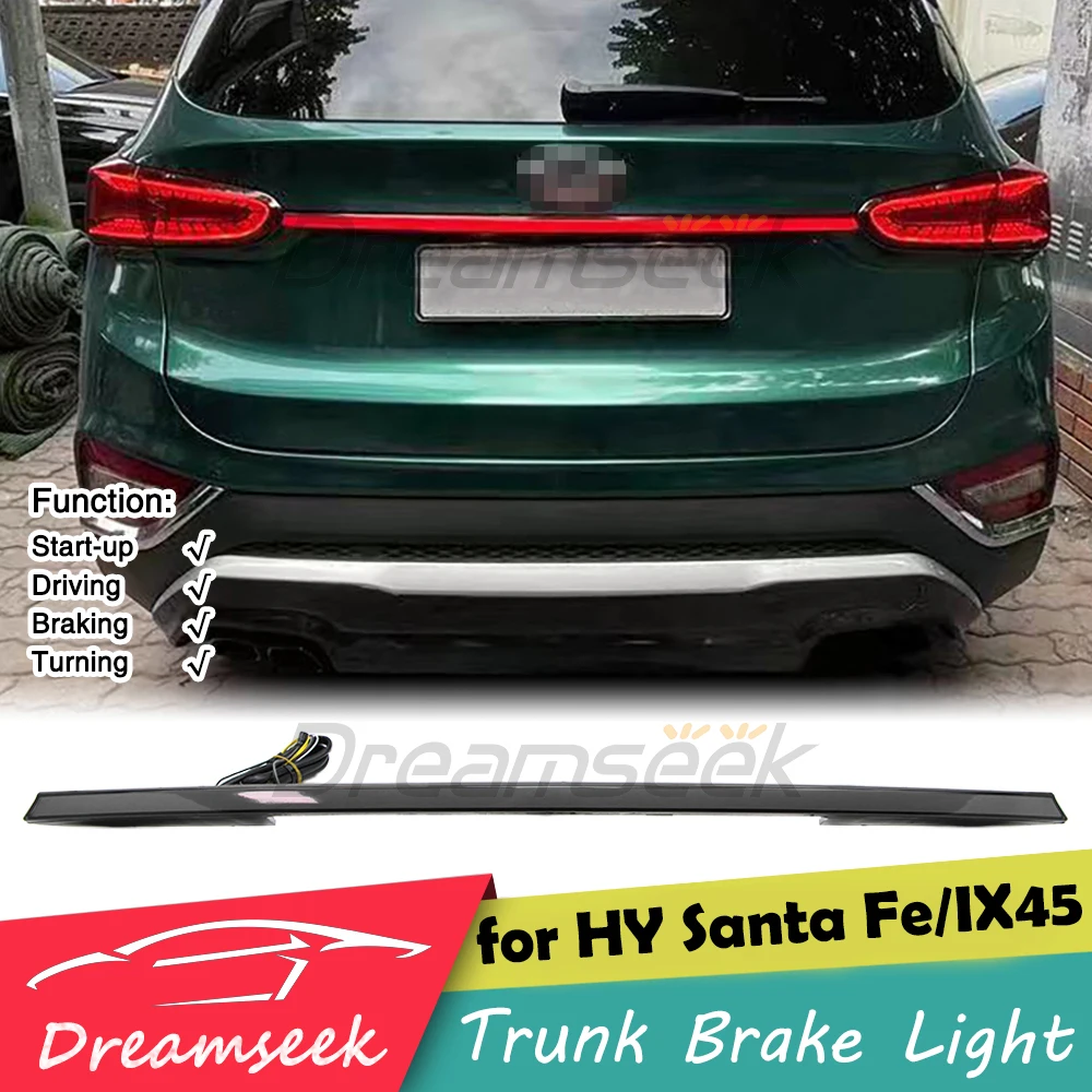 

LED Rear Trunk Brake Light for Hyundai Santa Fe / IX45 2019 2020 2021 Tail Lamp Dynamic Sequential Turn Signal Smoke / Red Lens