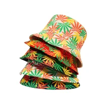 fashion women men cotton fishing hat hip hop cap maple leaf panama bucket hat female weed sun flat top fisherman hats caps