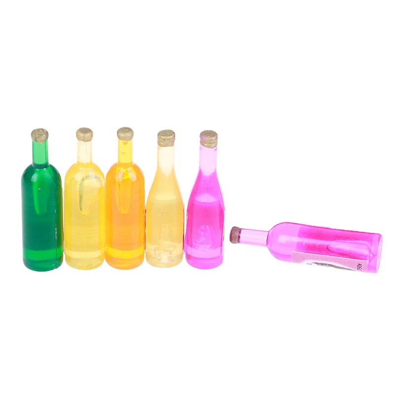 

6 Pcs/set New Arrival Multicolor Kitchen Drink Wine Juice Bottles toy 1:12 Dollhouse Miniature Furniture toys