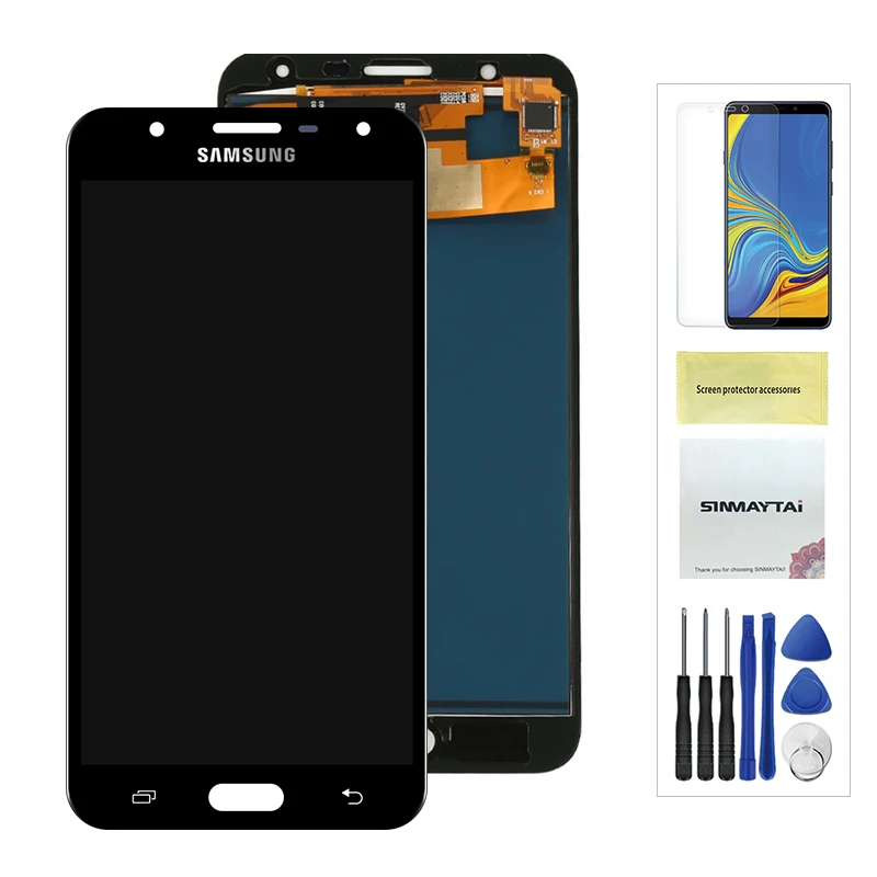 Adjustable Black 5,5 ''дюймовый для SAMSUNG Galaxy J7 Neo ЖК-дисплей J701 J701F J701M J701MT сенсорный экран ЖК-сборка запасные части - Цвет: Adjustable Black