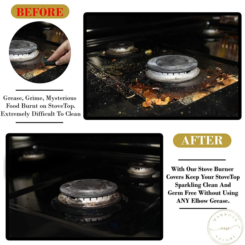 9Pcs Stove Burner Covers Cut To Fit All Models Double Thickness +(Bonus Trivet Mat)Easy Clean & Use!Gas Range Protectors. |