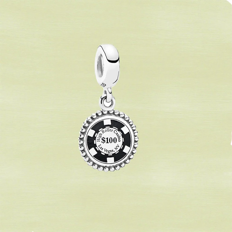 

2021 Popular Style S925 Sterling Silver Niche 1:1 Black Enamel 100 Yuan Chip Pendant Simple Classic Temperament Gift