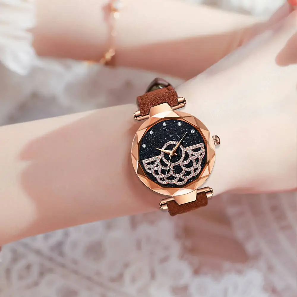 Лидирующий бренд звездное небо роскошные женские часы со стразами магнитные