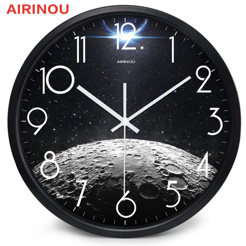 Творческий звездное небо Луна настенные часы Гостиная офис Домашний бесшумный