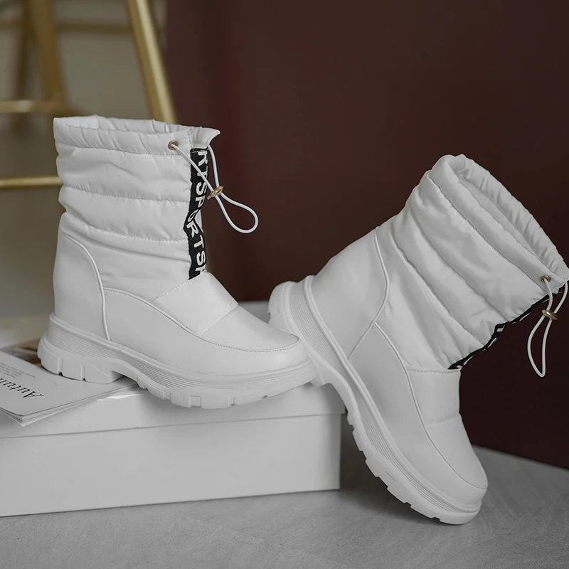 Зимние белые ботинки Женские модные ботильоны на платформе Армейские с