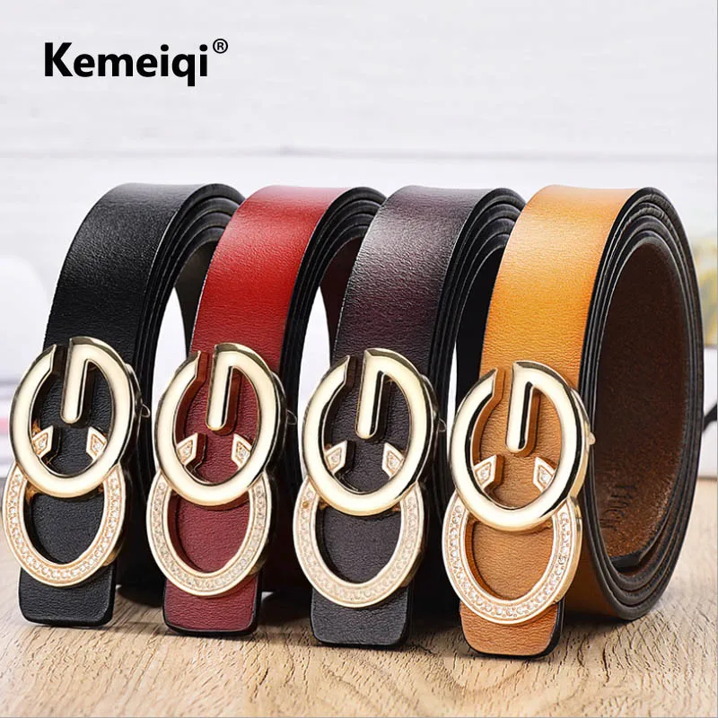 Ke Meiqi Round Buckle Rhinestone All-match Belt Ladies Belt Fashion Decorative Dress Thin Belt Female Belt Fashion Lady Belt