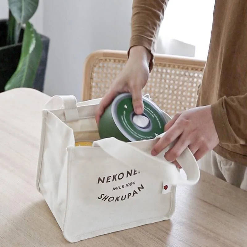 

Women's Canvas Shopper Bag Portable Lunch Bag Print Female Cotton Cloth Shoulder Bag Eco Handbag Tote Reusable Shoppers