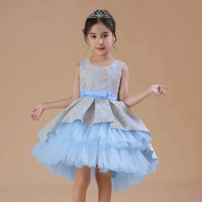 

Spring Children's Dress Net Yarn Girls Princess Jacquard Puffy Catwalk Show Flower Skirt