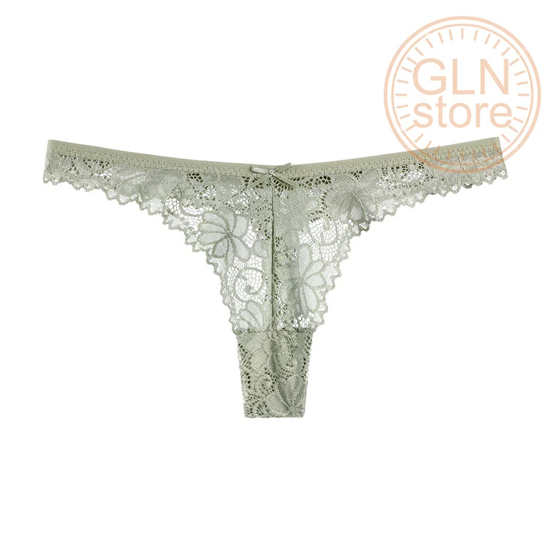 

Hot Selling Underwear Women's Hollow out Breathable Low Waist Sexy Lace Thong Pure Cotton Bottom Crotch Women's Briefs