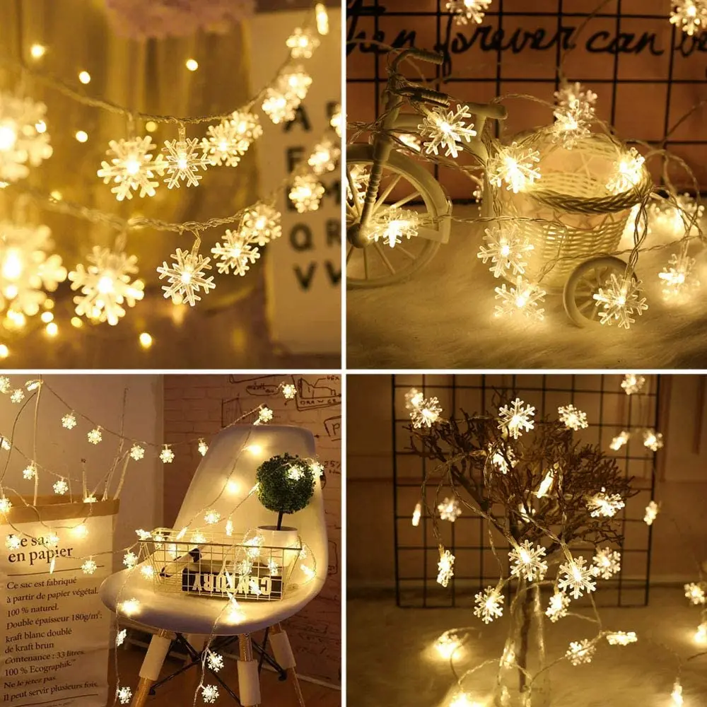 

Christmas Tree Decorations Led Garlands 3/6/10 M Snow String Light Battery Operated For Wedding Xmas Ornaments New Year Party