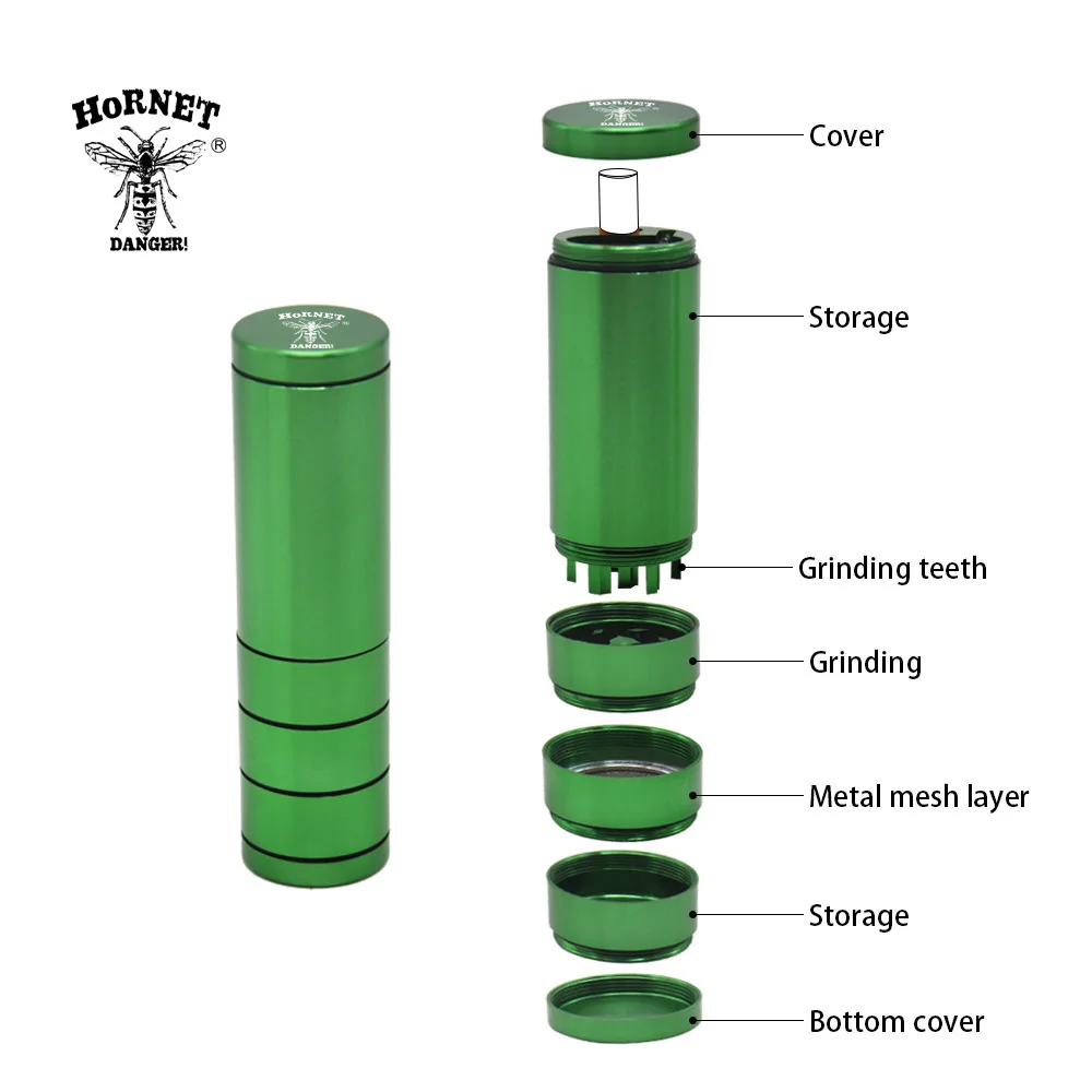 

Hornet Aluminum Herb Grinder Metal Tobacco Crusher +One Hitter Dugout Smoking Pipe Smoking Accessories