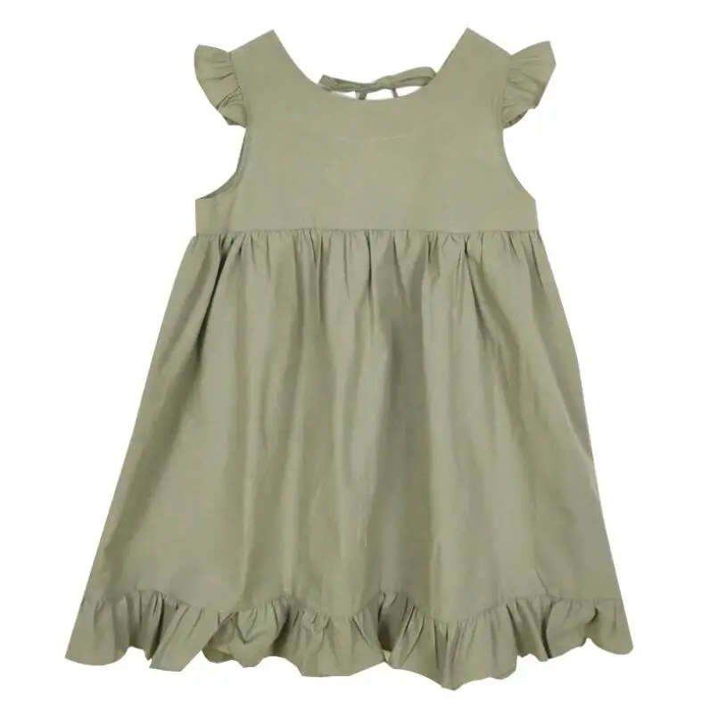 2020 летнее платье принцессы для девочек хлопковое однотонное корейское детское