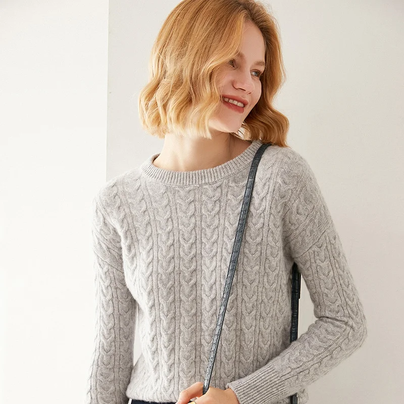 

Autumn Winter Woman's Sweaters Fashion Casual Long Sleeve Round Collar Fit 100% Wool Knitted Female Pullover Jumper Clothes Tops