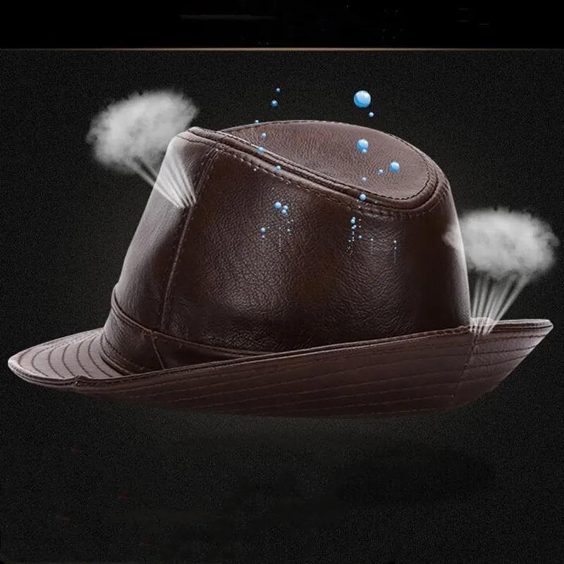 SHALUOTAOTAO Trend Genuine Leather Hat For Men Autumn Winter Fashion Quality Cowhide Fedoras Elegant Panama Sombrero Jazz Hats