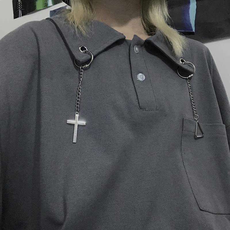 Футболка женская готическая с длинным рукавом одежда в стиле Харадзюку высокая