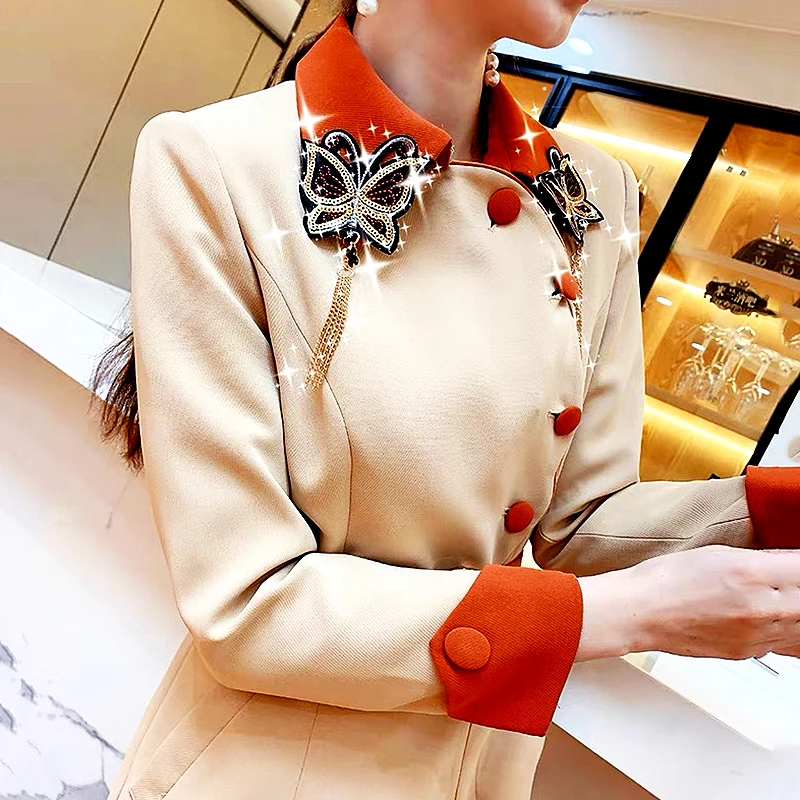 

Осеннее модное Брендовое женское платье с поясом, верхняя одежда, Шикарное облегающее платье-ветровка с бахромой и вышивкой на воротнике дл...