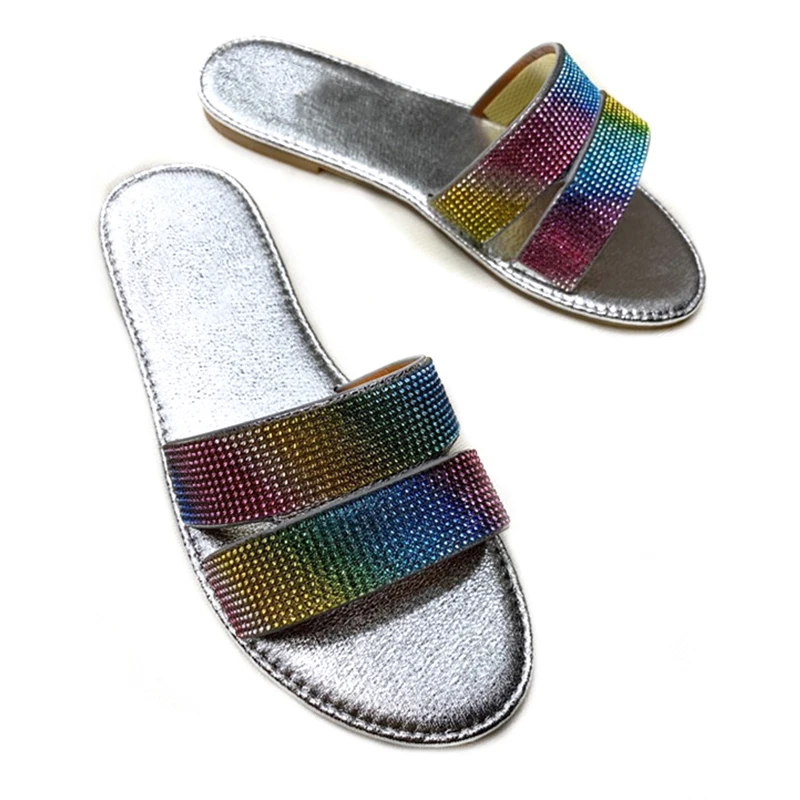 

BUSY GIRL ML9011 Colorful small rhinestone broadband slippersflat slippers for women,slippers 2020