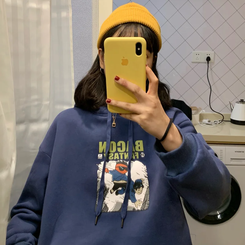 Сказочный свитер женский свободный корейский стиль бойфренд плюс бархатный