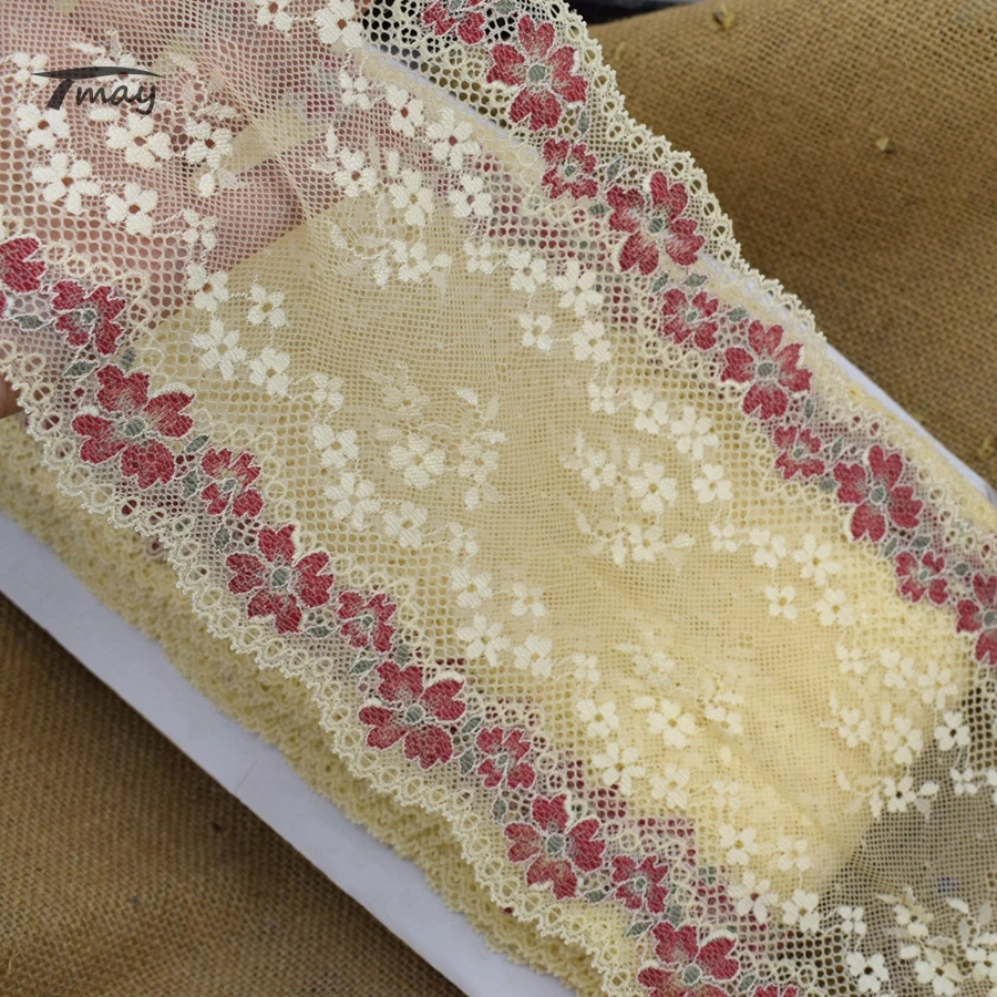 #1581 широкие светло желтые эластичные кружевные шнурки тесьма швейные