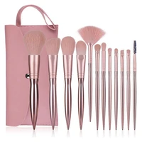 12pcs rose gold makeup brushes small bean paste electroplated makeup brush plastic handle beauty makeup tool kit