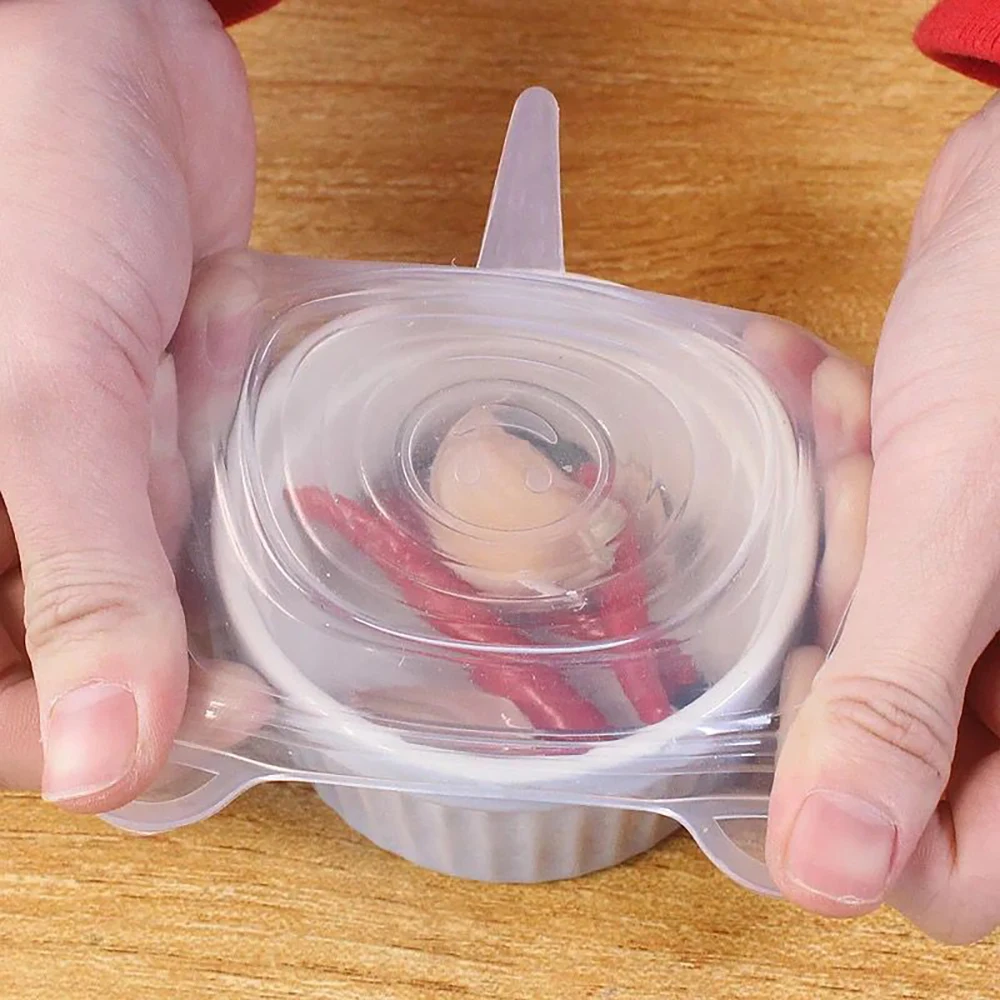 

6 pcs Stretch Lids Food Keeping Seal Bowl Reusable Airtight Stretchy Wrap Cover Kitchen Cookware