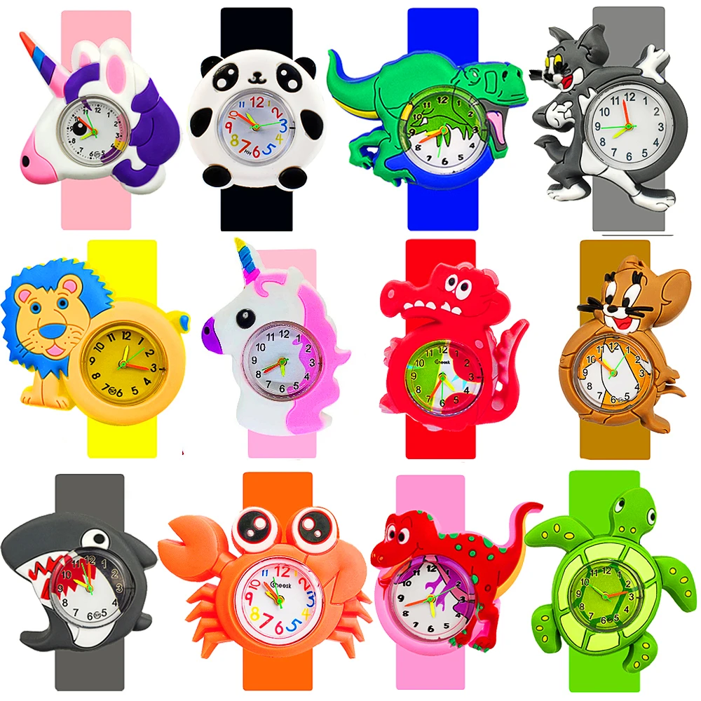 Оптовая продажа от производителя, детские часы с мультяшным динозавром, животным, детские часы с застежкой, круглые детские игрушки для мал...