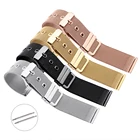 Ремешок Миланская петля из нержавеющей стали для мужчин и женщин, универсальный золотистый и черный браслет, аксессуары для наручных часов, 18 мм 20 мм 22 мм 24 мм