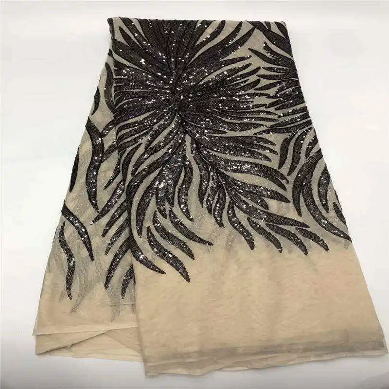 NEW African Lace Fabric French Sequins Net Noble Gold Fabrics High Quality Black Tulle | Дом и сад