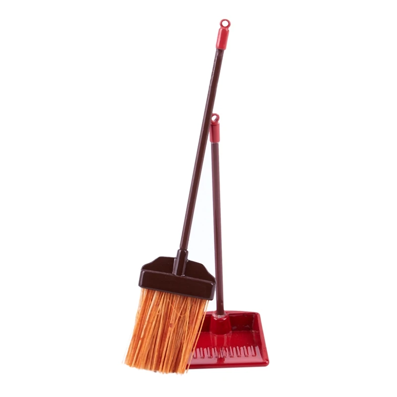 Кукольный домик миниатюрная 1:12 игрушка красный металл Длинные ручки метла и